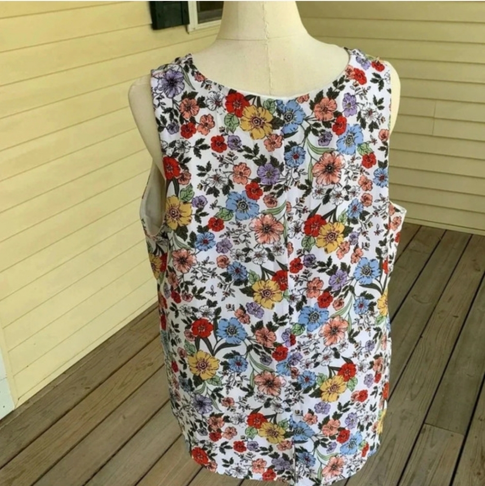 Ophelia Roe, Floral Print Women's Tank Top, 3X - Picture 5 of 15